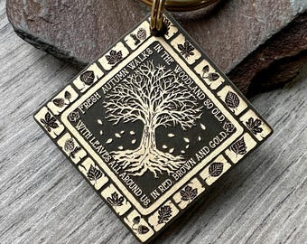 Fall Autumn Leaves Dog Tag : Brass or Stainless Steel Custom Pet ID Tag