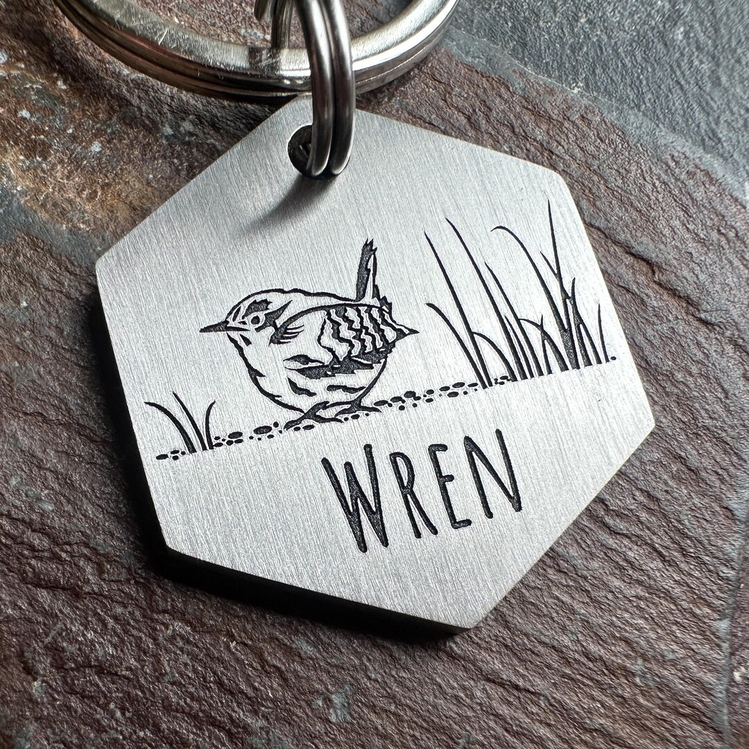 Custom Engraved Bird Dog Tag: Wren Keyring, Personalized Pet ID - Etsy