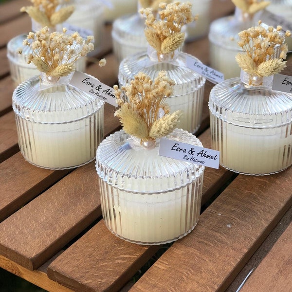 Personalized Luxury Wedding Favor for Guests, Luxury Wedding Favors, Classy  mica Candle , Baby shower Favors, Bridal Shower Favors