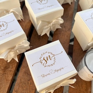 Special Gift box With CANDLE Personalized Custom Wedding Party Thank you CANDLE Favor for Guests, Luxury Wedding CANDLE Favors image 3