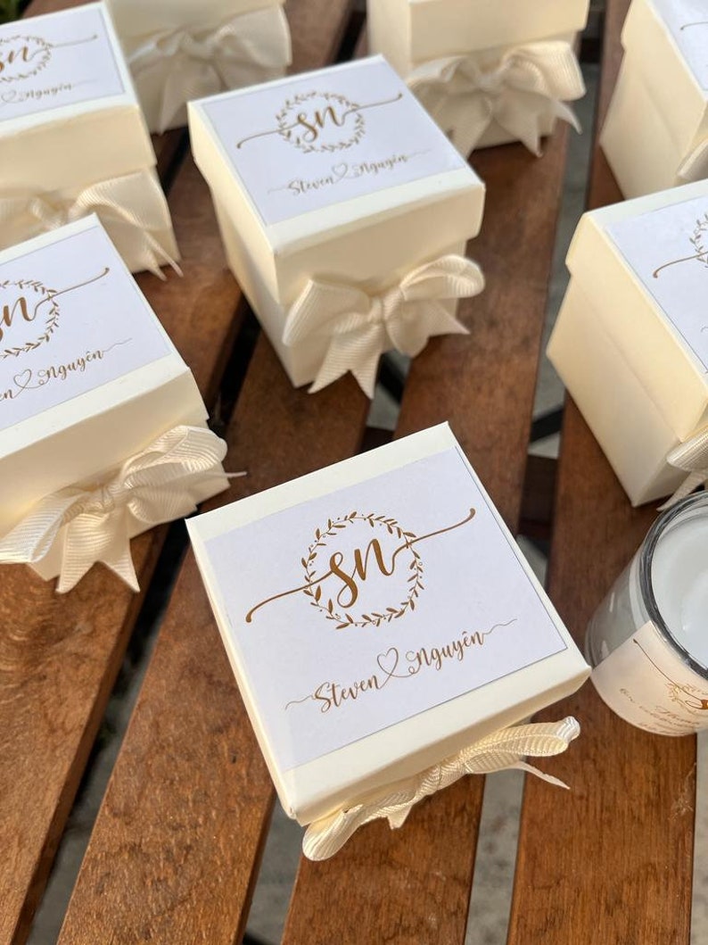 Special Gift box With CANDLE Personalized Custom Wedding Party Thank you CANDLE Favor for Guests, Luxury Wedding CANDLE Favors image 3