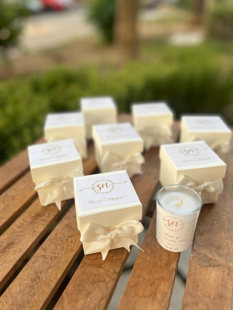 Special Gift box With CANDLE Personalized Custom Wedding Party Thank you CANDLE Favor for Guests, Luxury Wedding CANDLE Favors image 6