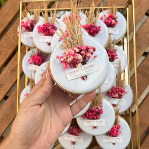 Kaarscadeau speciaal - Gepersonaliseerde custom bruiloftsfeest bedankt kaars bedankje voor gasten, luxe bruiloft kaarsgunsten (prijs voor 100 stuks)