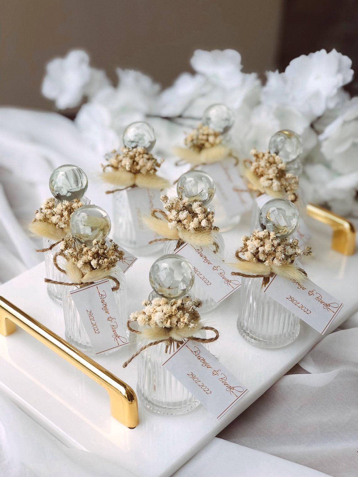 Wedding Favors Empty Glass Cologne Bottles Designed With Dried Etsy