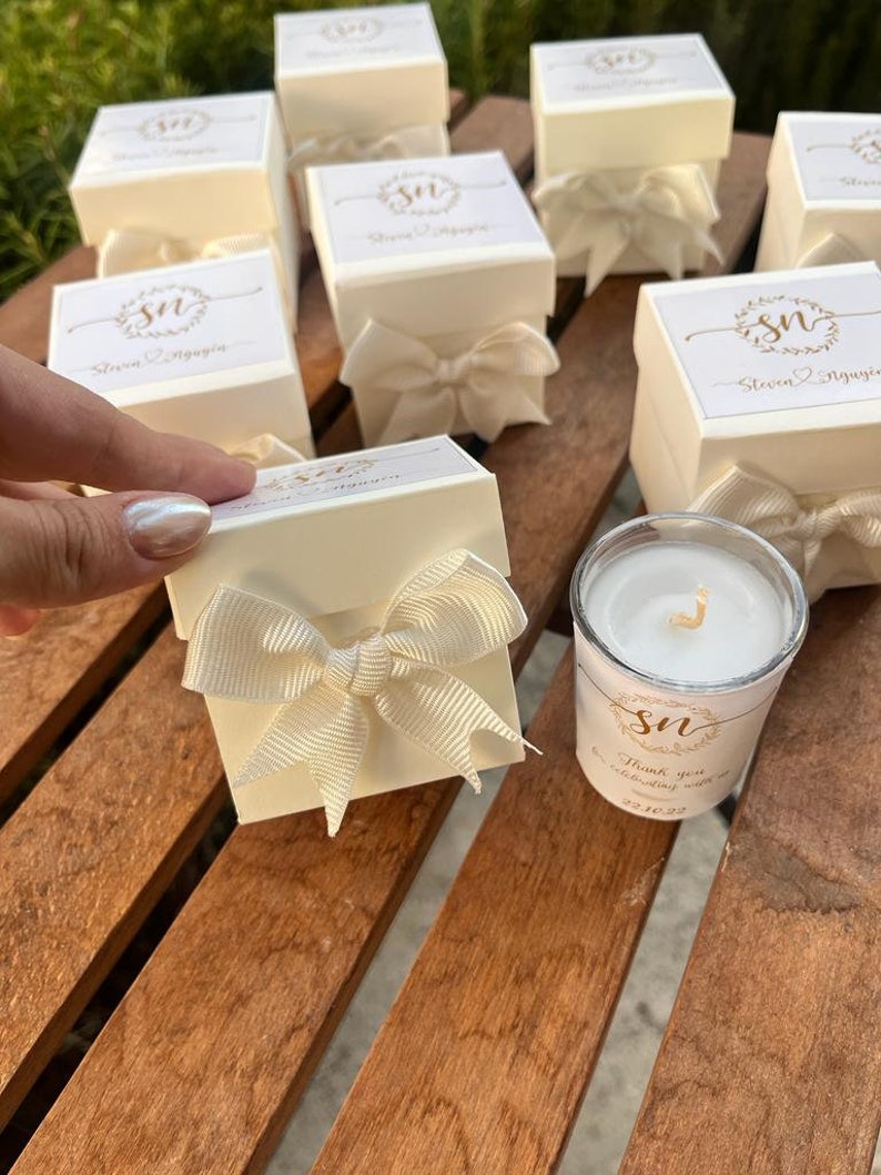 Special Gift box With CANDLE Personalized Custom Wedding Party Thank you CANDLE Favor for Guests, Luxury Wedding CANDLE Favors image 2