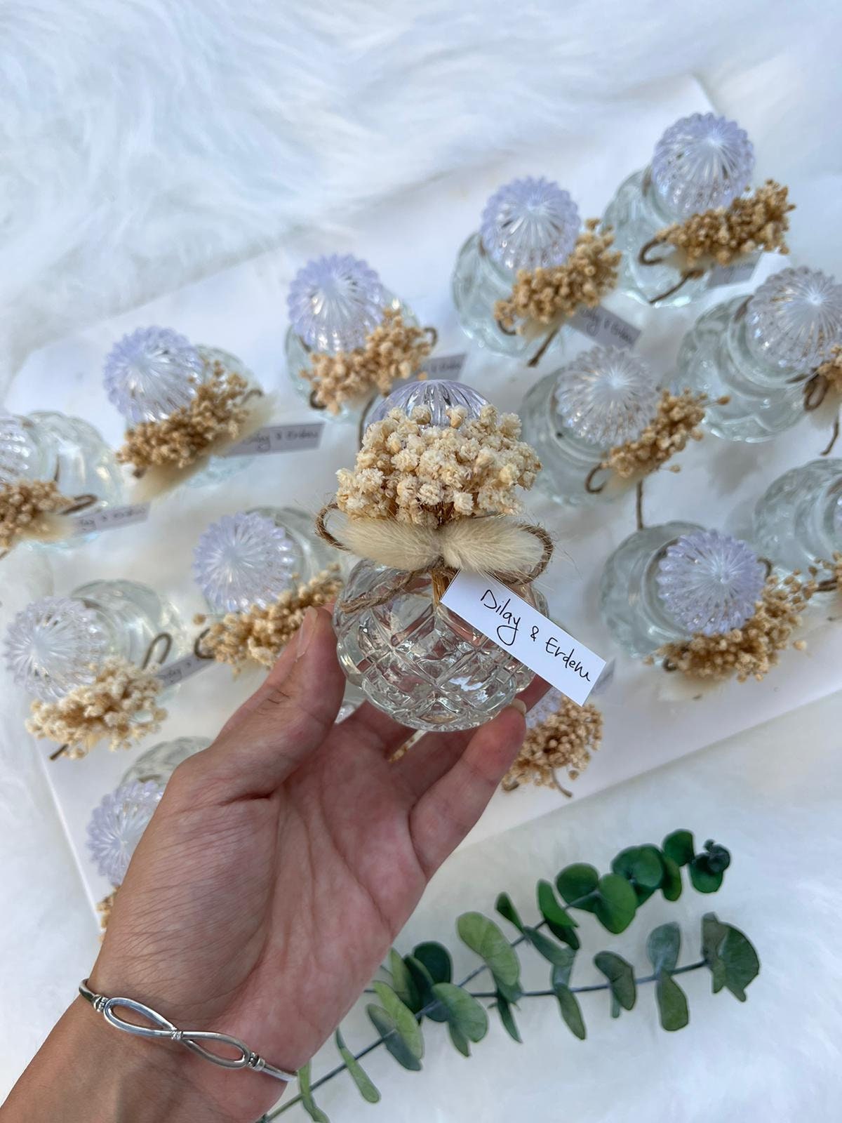 Wedding Favors Empty Glass Cologne Bottles Designed With Dried Etsy