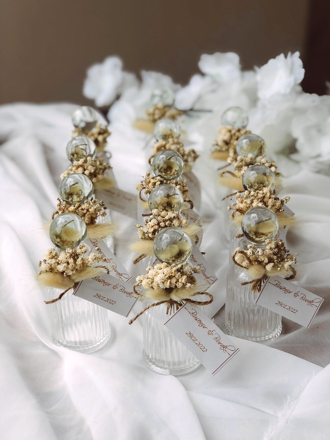 Wedding Favors Empty Glass Cologne Bottles Designed With Dried Etsy