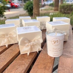 Special Gift box With CANDLE Personalized Custom Wedding Party Thank you CANDLE Favor for Guests, Luxury Wedding CANDLE Favors image 1