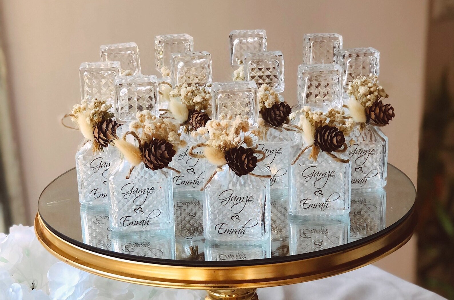 Wedding Favors Empty Glass Cologne Bottles Designed With Dried Etsy