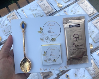 Wedding Favors For Guest in Bulk / Set of coffee and chocolates with spoon