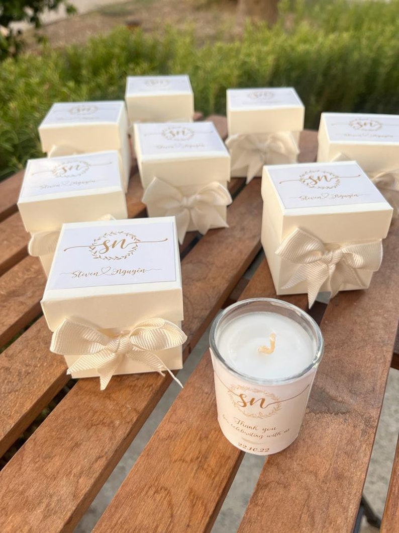 Special Gift box With CANDLE Personalized Custom Wedding Party Thank you CANDLE Favor for Guests, Luxury Wedding CANDLE Favors image 10