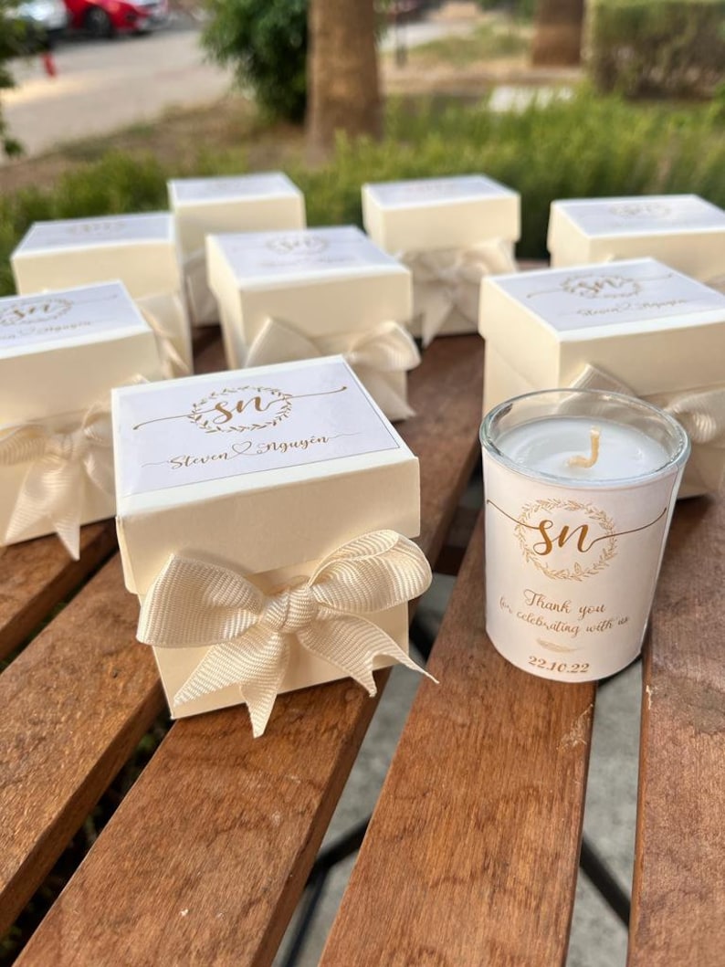 Special Gift box With CANDLE Personalized Custom Wedding Party Thank you CANDLE Favor for Guests, Luxury Wedding CANDLE Favors image 7