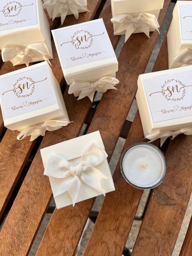 Special Gift box With CANDLE Personalized Custom Wedding Party Thank you CANDLE Favor for Guests, Luxury Wedding CANDLE Favors image 9