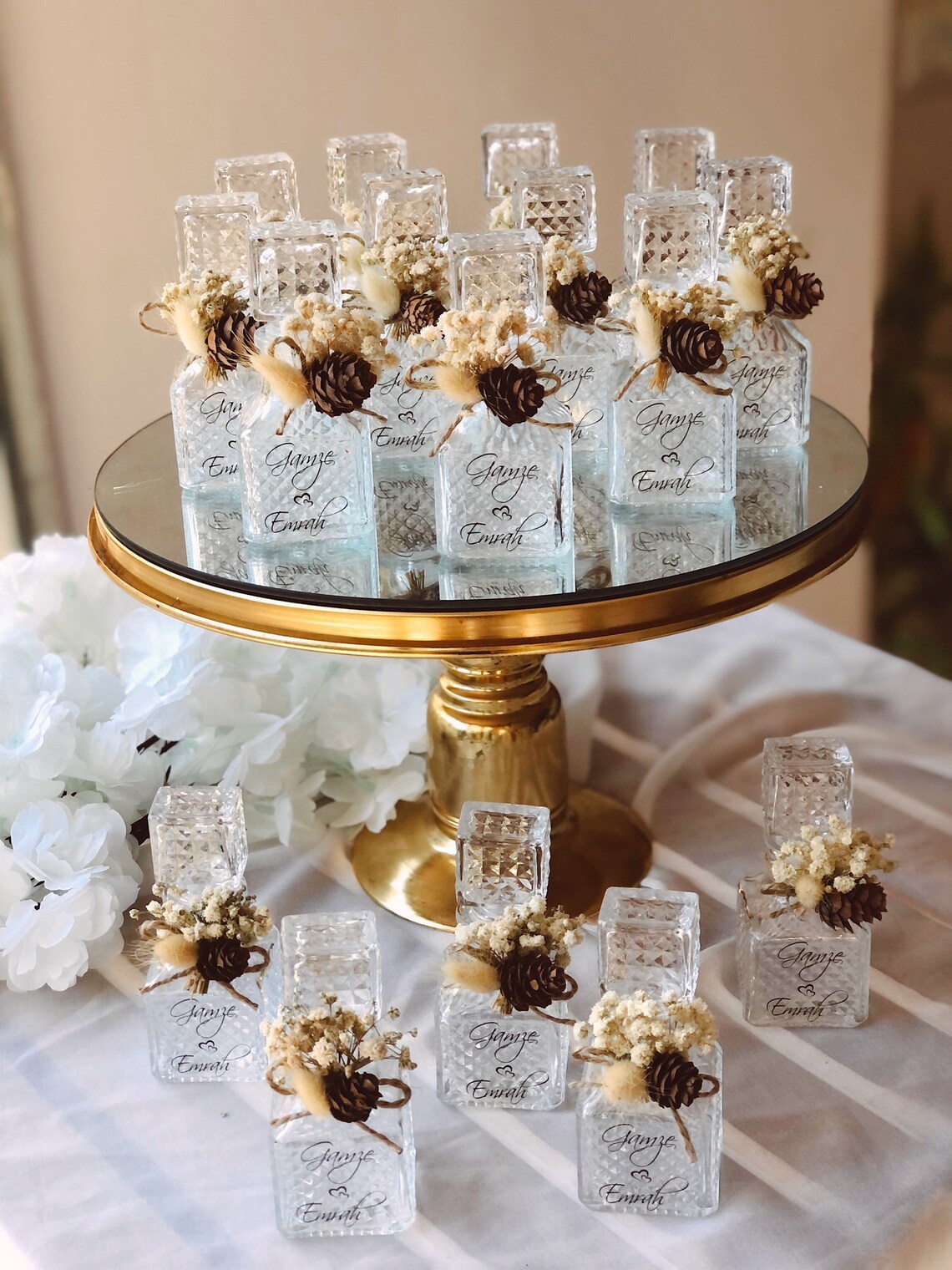 Wedding Favors Empty Glass Cologne Bottles Designed With Dried Etsy