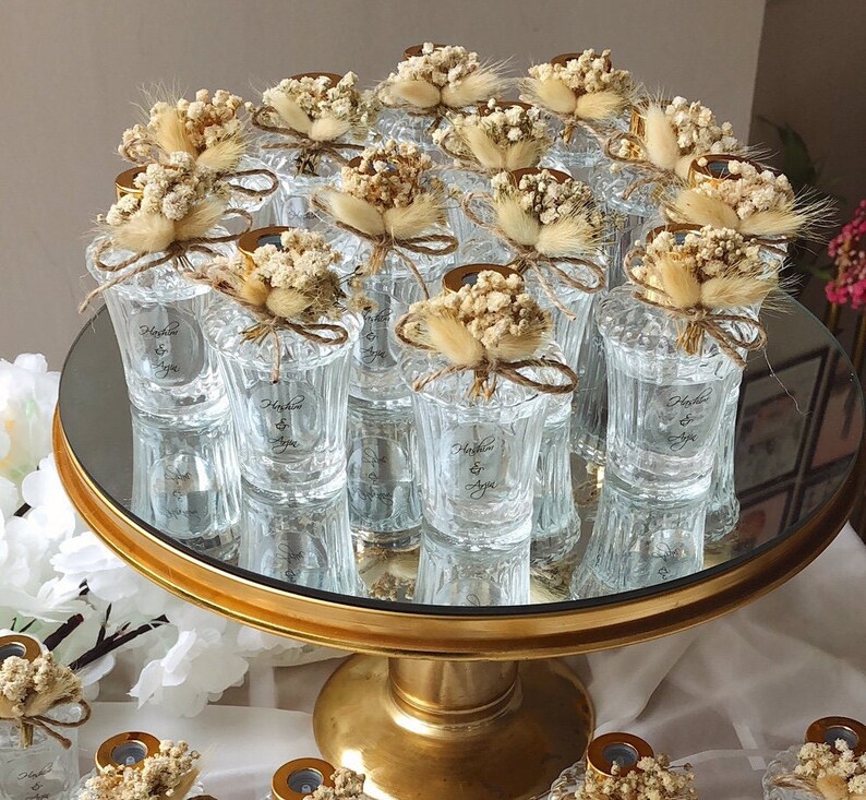 Wedding Favors Empty Glass Cologne Bottles Designed With Dried Etsy