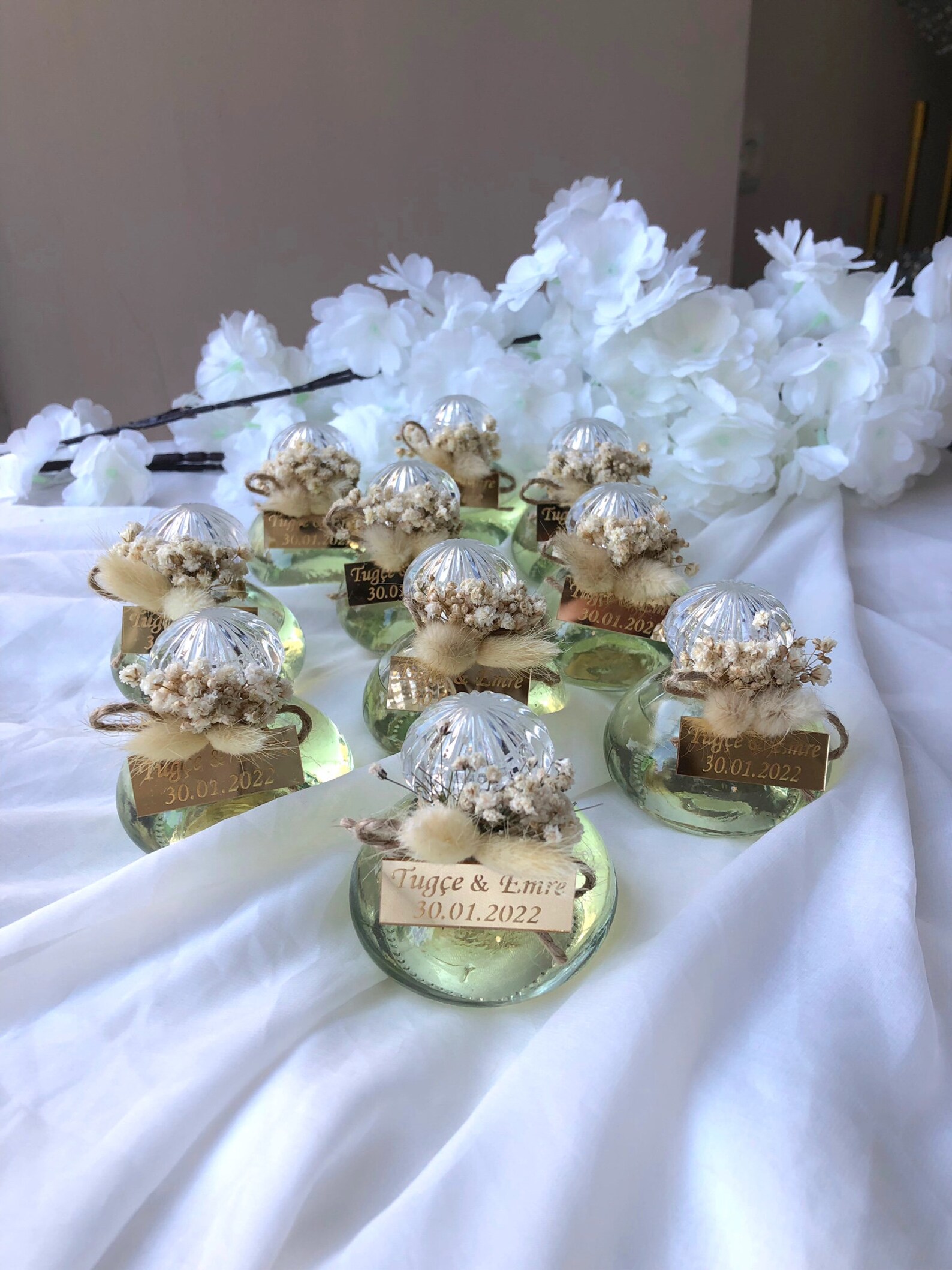Wedding Favors Empty Glass Cologne Bottles Designed With Dried Etsy