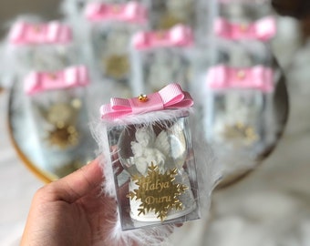 Personalized Luxury Wedding Favor for Guests,  / Personalized Snow Globe for Christmas, White Angel  ,