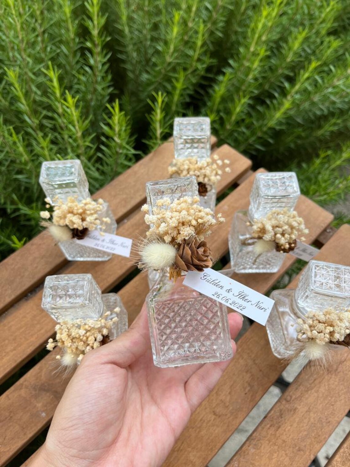 Wedding Favors Empty Glass Cologne Bottles Designed With Dried Etsy