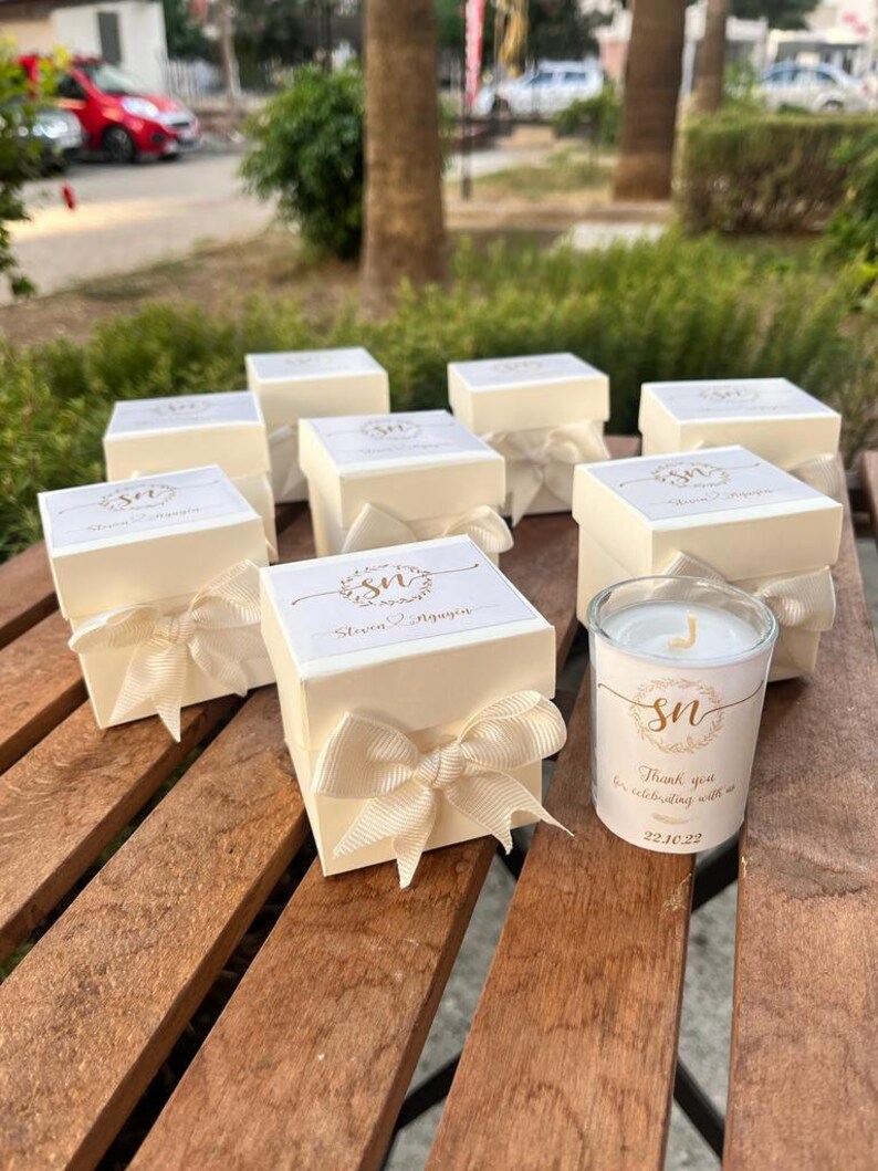 Special Gift box With CANDLE Personalized Custom Wedding Party Thank you CANDLE Favor for Guests, Luxury Wedding CANDLE Favors image 5