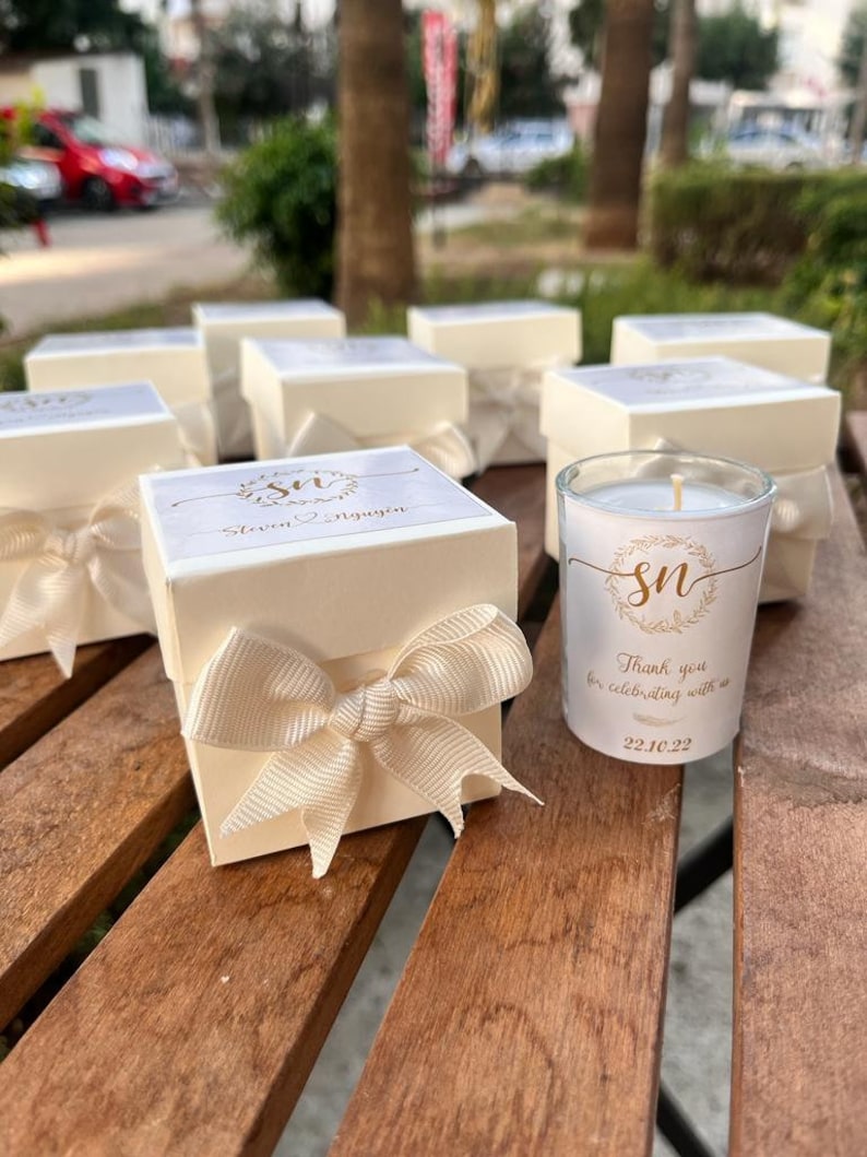 Special Gift box With CANDLE Personalized Custom Wedding Party Thank you CANDLE Favor for Guests, Luxury Wedding CANDLE Favors image 4