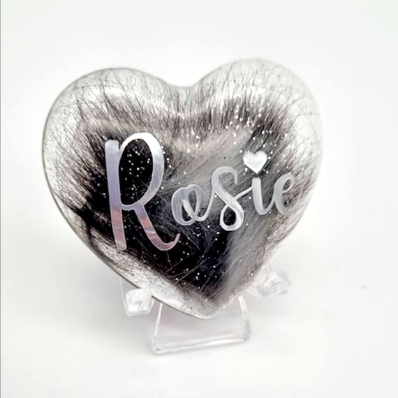 Personalised PET FUR KEEPSAKE Lock of Hair Heart Keepsake Palm
