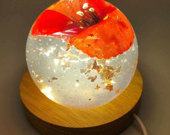 Poppy Pet Fur Memorial Keepsake, Lock of Hair Globe Lamp