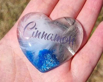 ASH AND FUR pet memorial heart, choice of colour, Ecopoxy Resin palm stone, pet bereavement, ash keepsake, cremains, cremation gift