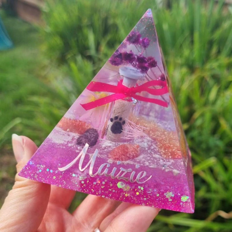 Custom Mini 8cm Pyramid Lamp, Pet Loss Memorial Keepsake, Cremains Bereavement Gift image 11