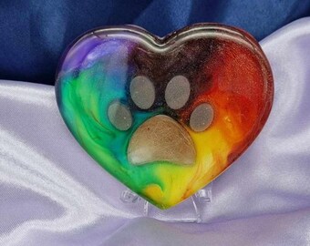 Rainbow Bridge Pet Memorial, Paw Print Cremation Ash or Fur Keepsake