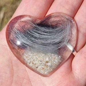 Eco Resin Pet Loss Memorial Heart, Ash and Fur Keepsake