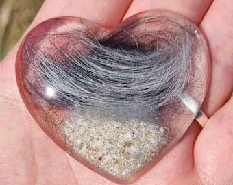 Eco Resin Pet Loss Memorial Heart, Ash and Fur Keepsake