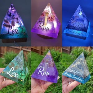 Custom Mini 8cm Pyramid Lamp, Pet Loss Memorial Keepsake, Cremains Bereavement Gift image 4