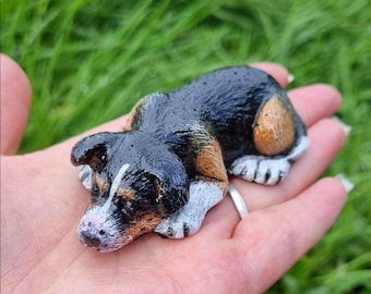 3D Hand Painted Resin Pet Portrait with Ashes, Dog Memorial Keepsake