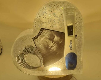 Eco Resin Memorial Heart Keepsake Lamp, Infant Loss Remembrance Gift