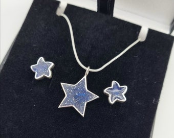 Nachthimmel Sterlingsilber Stern Feuerbestattung Schmuck-Set
