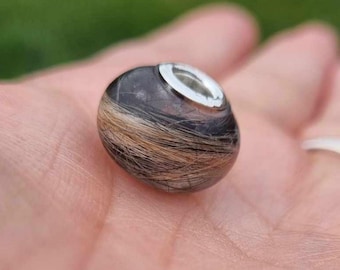 Haarlocke Haustier Perle, Sterling Silber Gedenkstein Charm Andenken