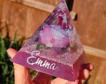 Custom Pet Cremation Mini Pyramid 8cm, Eco Resin Memorial Keepsake