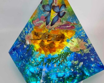 Custom Cremation Ash Fur Pyramid Lamp, Pet Loss Memorial Keepsake