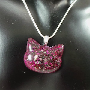 CAT MEMORIAL PENDANT necklace in choice of colours// Pet Loss Cremation jewelry, Cremation ash necklace, Pet memorial cat bereavement gift