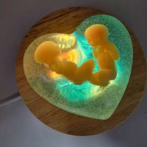 TWIN INFANT LOSS lamp, Angel Baby eco resin heart, Miscarriage Memorial Keepsake Ornament, Miscarriage gift, Pregnancy Loss, Baby memory