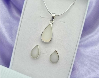 Replica Breastmilk Teardrop Jewellery Set, Sterling Silver Pendant and Earrings, Mum Gift
