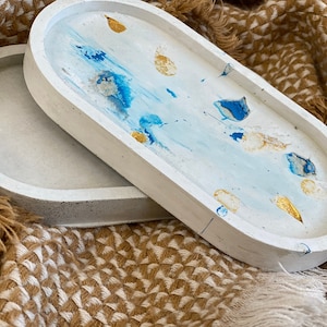 Handcrafted Oval Concrete Tray | Cement Tray | Trinket Jewelry Tray | Boho Decor Piece | Decorative Tray | Personalized Gift