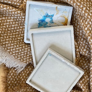 Handcrafted Square Concrete Tray | Cement Tray | Trinket Jewelry Tray | Boho Decor Piece | Decorative Tray | Coaster | Personalized Gift