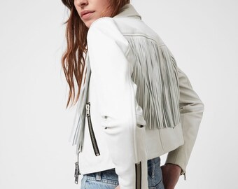 white fringe jacket womens