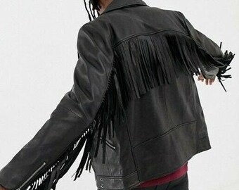 black fringe jacket mens