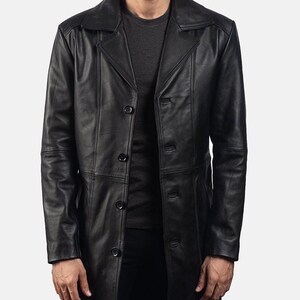 Men's Black 100% Genuine Soft Leather Trench Coat - Etsy
