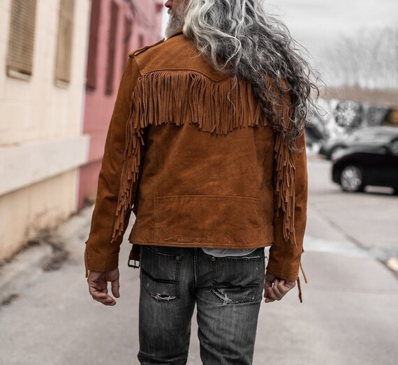 Genuine Suede Leather Belted Fringe 