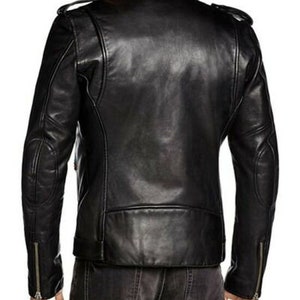 Men's Black Genuine Leather Biker Jacket Handmade - Etsy