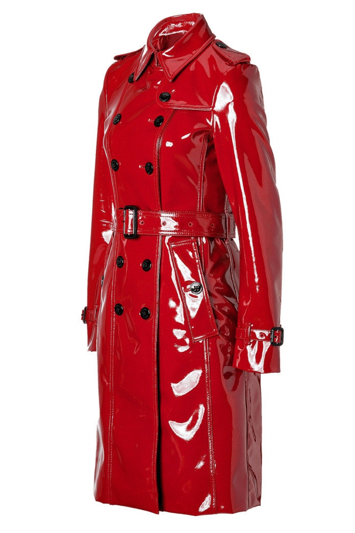Women's Red Genuine Patent Leather Trench Coat Leather - Etsy