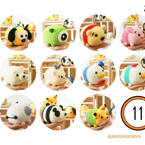 Bundle 11-in-1 -  Crochet Tsum Tsum PATTERN Amigurumi | Amigurumi Tutorial PDF in English